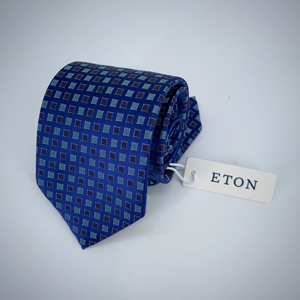 Eton Tie Mens One Size Multi Patterned Silk Classic Fit Necktie England Made NWT